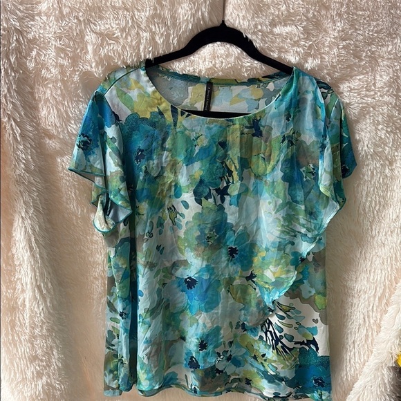 Bleeker & Mcdougal Tops - Elegant Blue Floral Women's Blouse